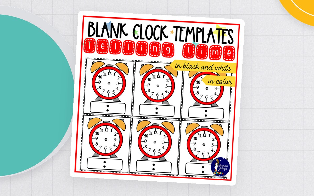 Blank Clock Templates in Color and Black and White preview