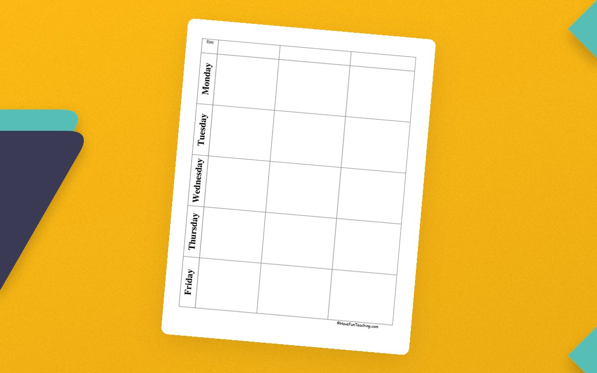 Blank Lesson Plan Template – Editable Form preview: Two weekly planning pages