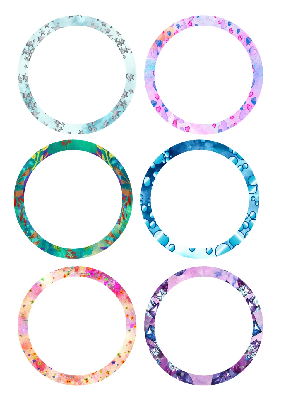 Six blank circular student labels to print for labeling student supplies and items around the classroom