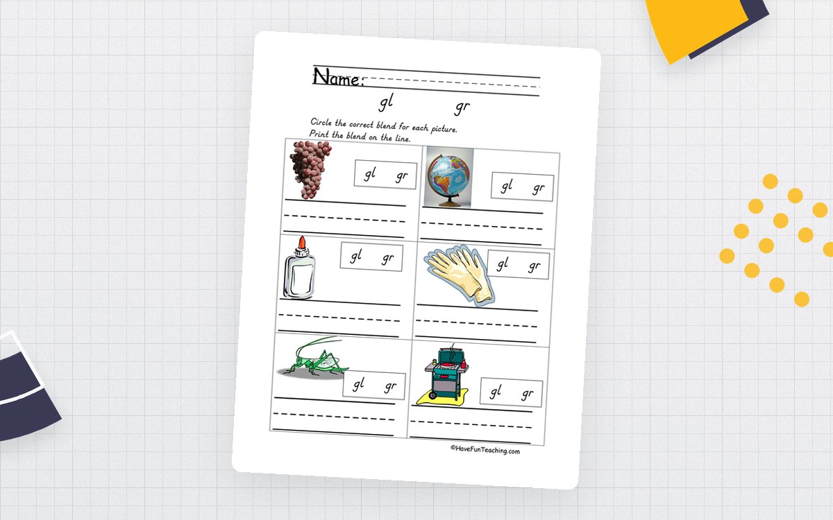 Blends GL, GR Worksheet preview