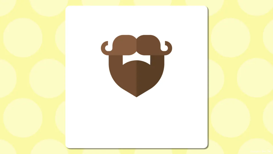 Body parts vocabulary presentation slide showing a beard and mustache before the vocabulary word is shown