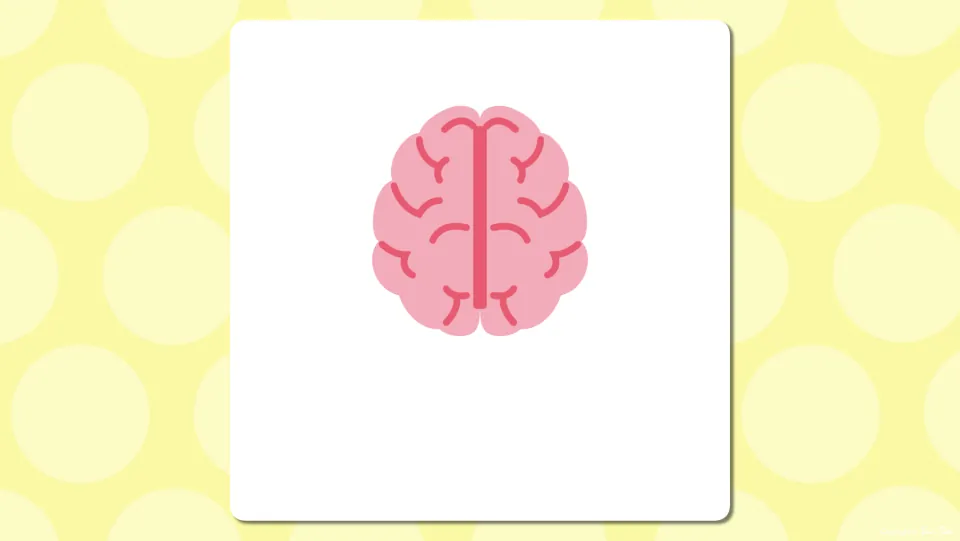 Body parts vocabulary presentation slide showing a pink brain before the vocabulary word is displayed