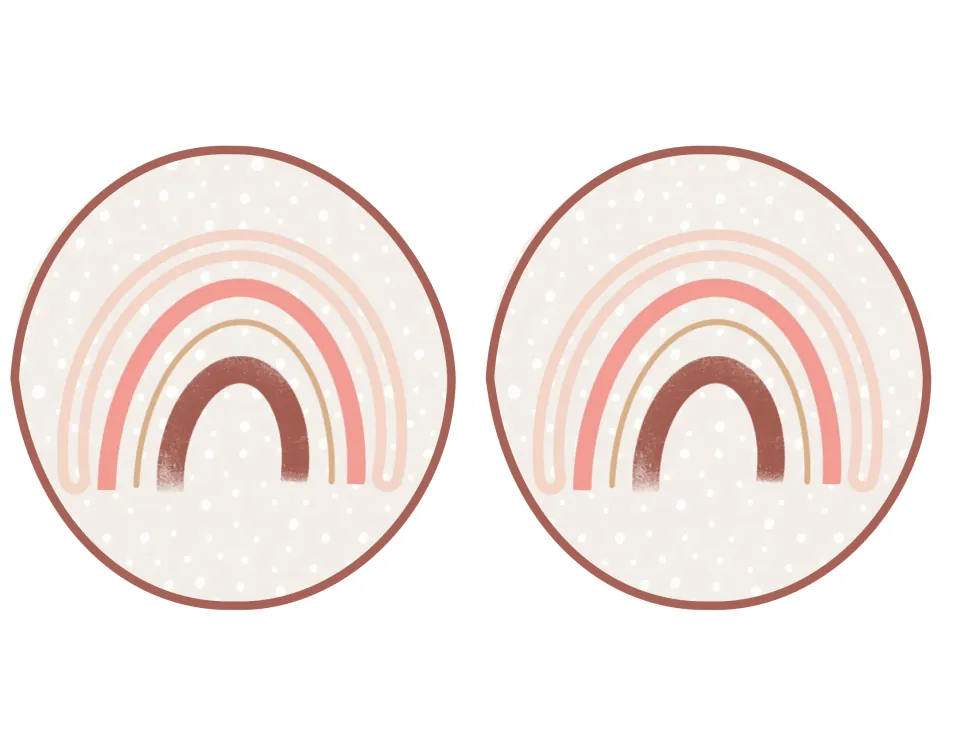 Two matching rainbow accent cutouts in muted pink, cream, and brown for classroom and bulletin board decor