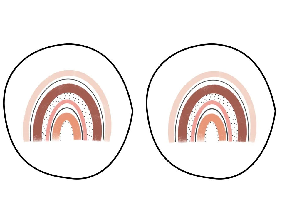 Second pair of rainbow accent cutouts in peach, pink, and brown for classroom and bulletin board decor
