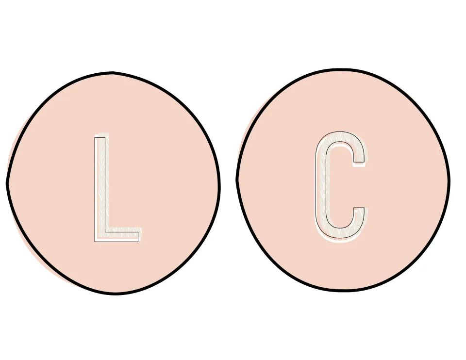 Classroom display letter cutouts L and C, the next two letters of the WELCOME heading in the decoration pack