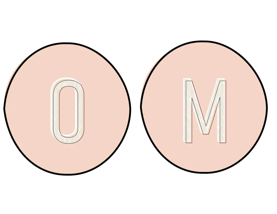 Classroom display letter cutouts O and M, the fifth and sixth letters of WELCOME in the decoration pack