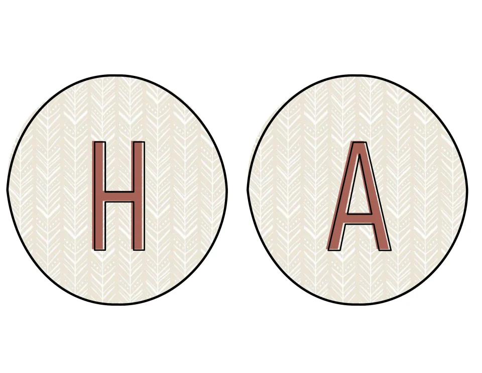Classroom display letter cutouts H and A, beginning the HAPPY lettering shown across the next three sheets