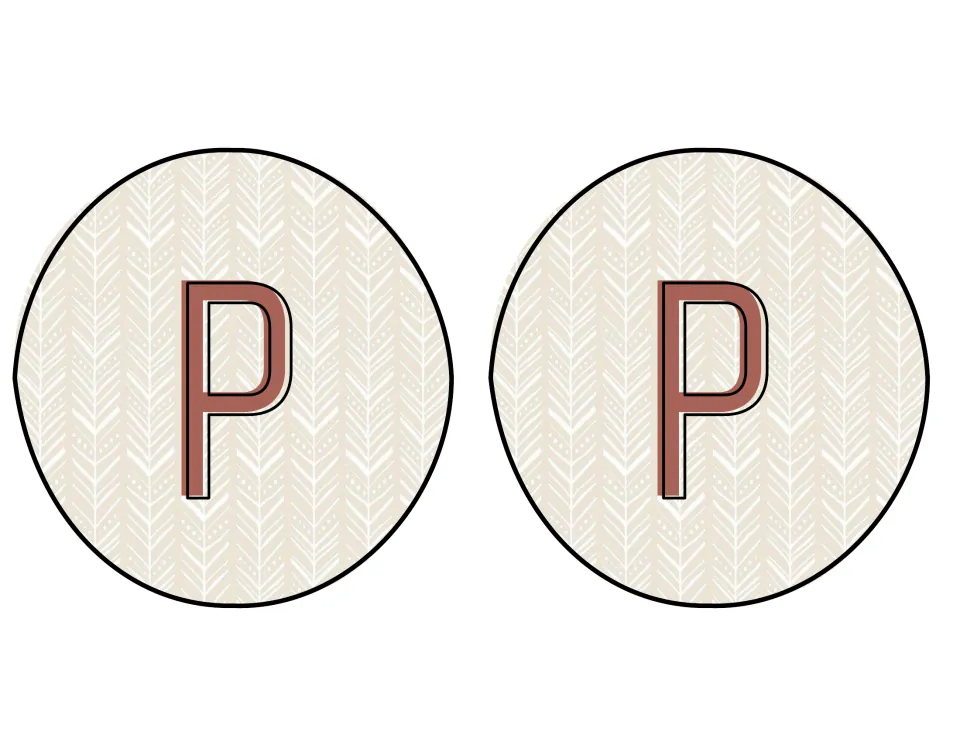 Two classroom display letter P cutouts, supplying the repeated letters in HAPPY for the decoration pack