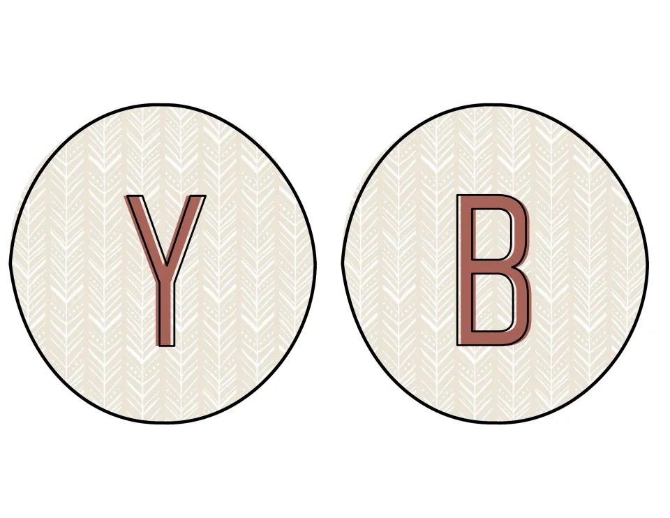Classroom display letter cutouts Y and B, completing HAPPY and beginning the next word in the display