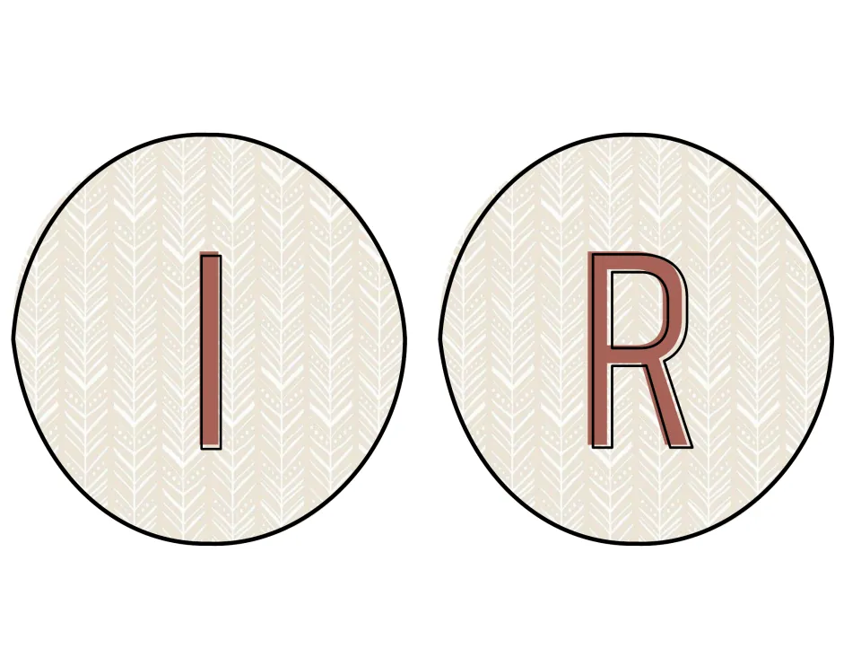 Classroom display letter cutouts I and R, continuing after B in the lettering supplied for the decoration pack