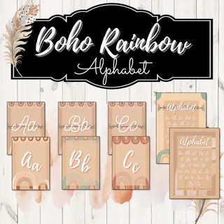Boho Rainbow Neutral Classroom Decor Set - Bohemian Rainbow Classroom Theme – sample page 2