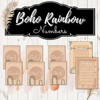Boho Rainbow Neutral Classroom Decor Set - Bohemian Rainbow Classroom Theme – sample page 3