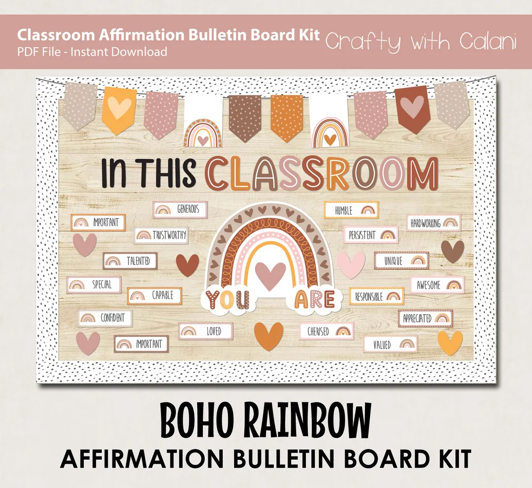 Boho Rainbow Affirmation Bulletin Board – Kit – cover