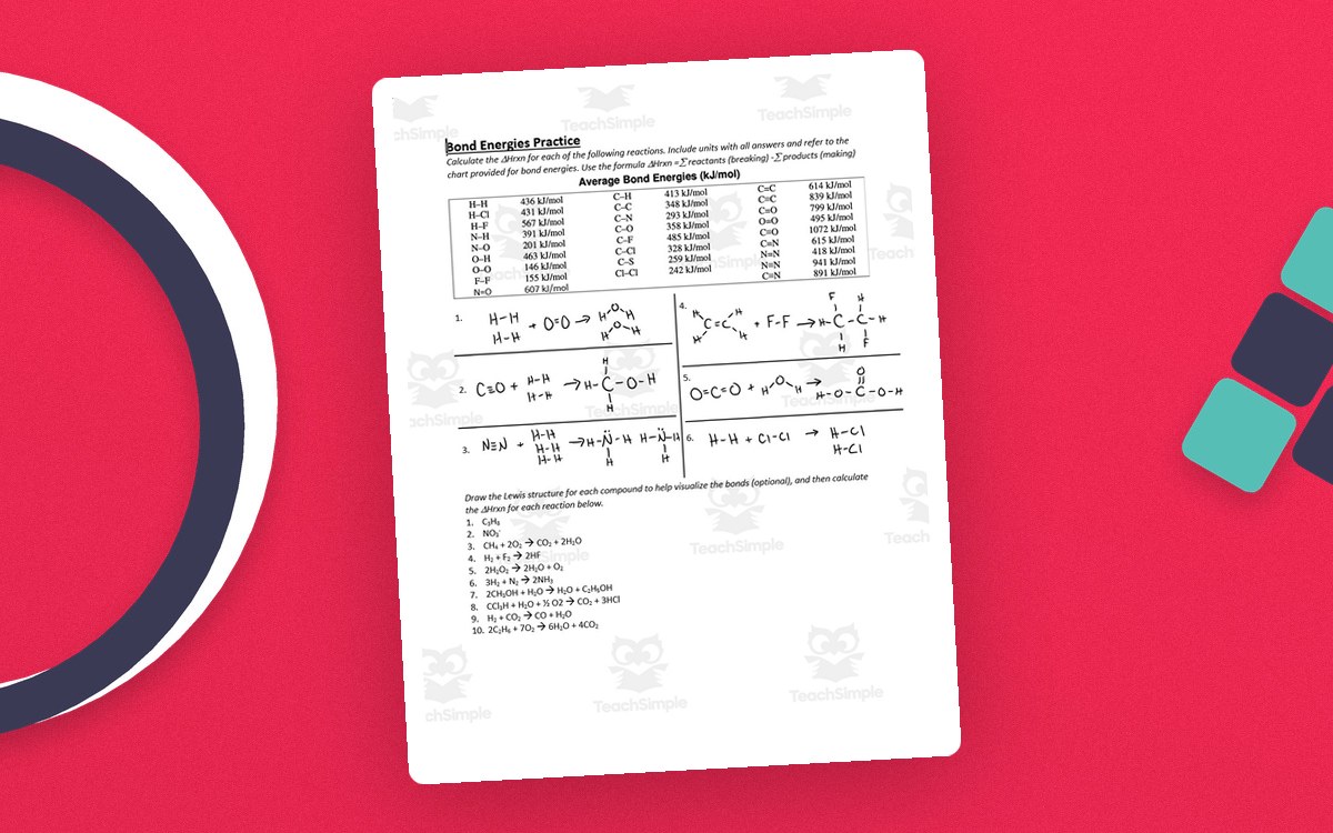 Bond Energy Practice – 16-Problem Chemistry Set preview