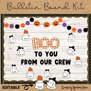 BOO To You From Our Crew Halloween Bulletin Board Classroom Door Decor – preview 2