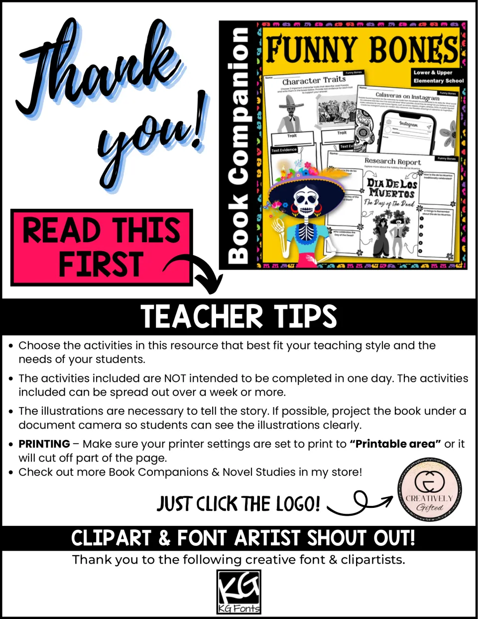 Read This First teacher tips: spread activities over a week, project the book's illustrations, print to printable area
