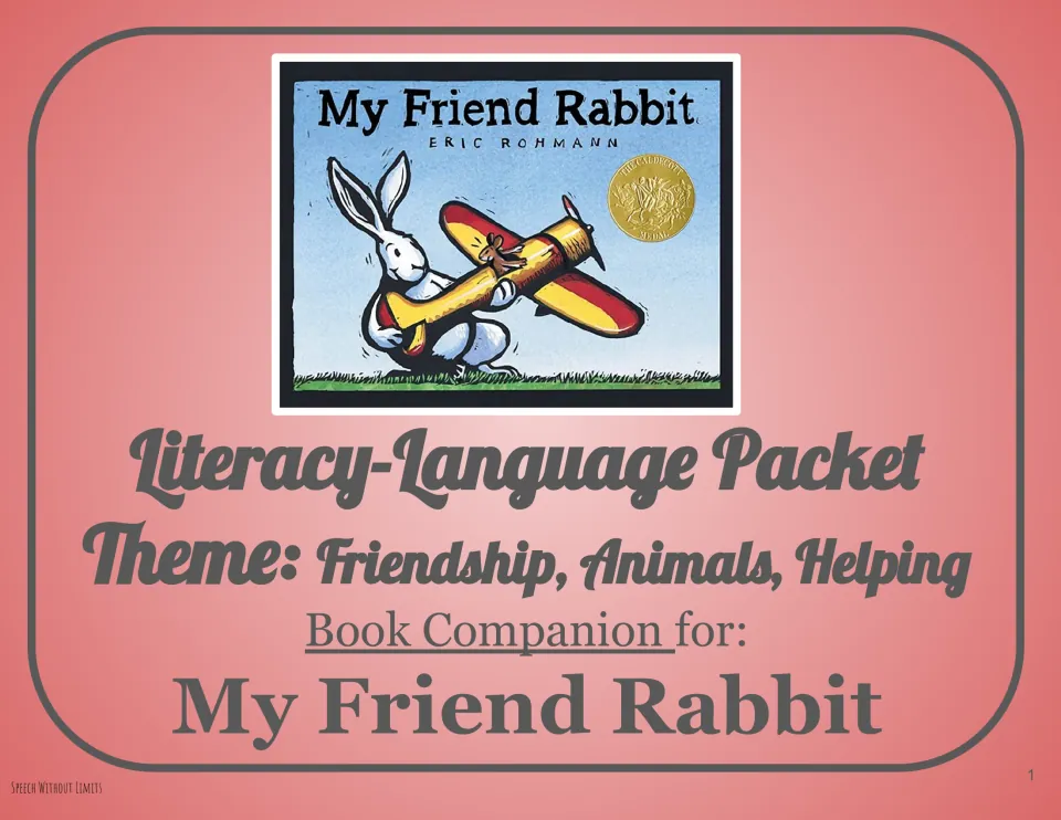 Literacy-language packet cover introducing a book companion with themes of friendship, animals, and helping