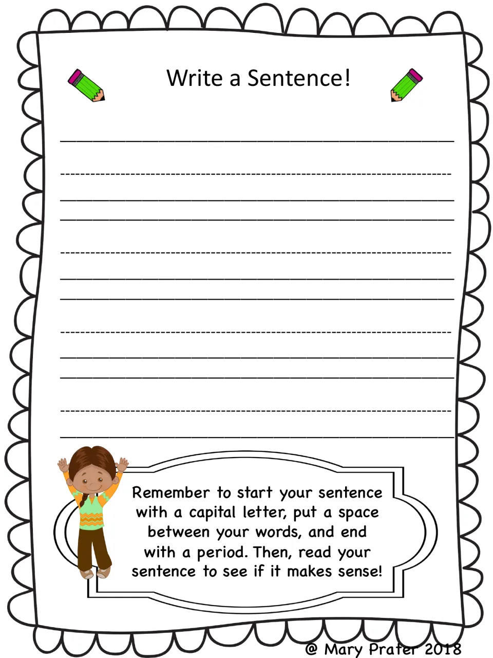 Write a Sentence back page for the genre report: students explain why they picked that genre, using a sentence checklist