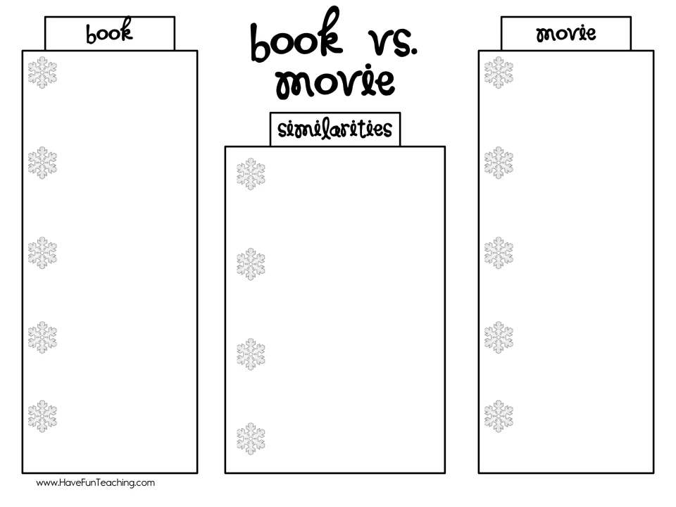Comparing a story with its film: students note book-only and movie-only details and shared similarities between them