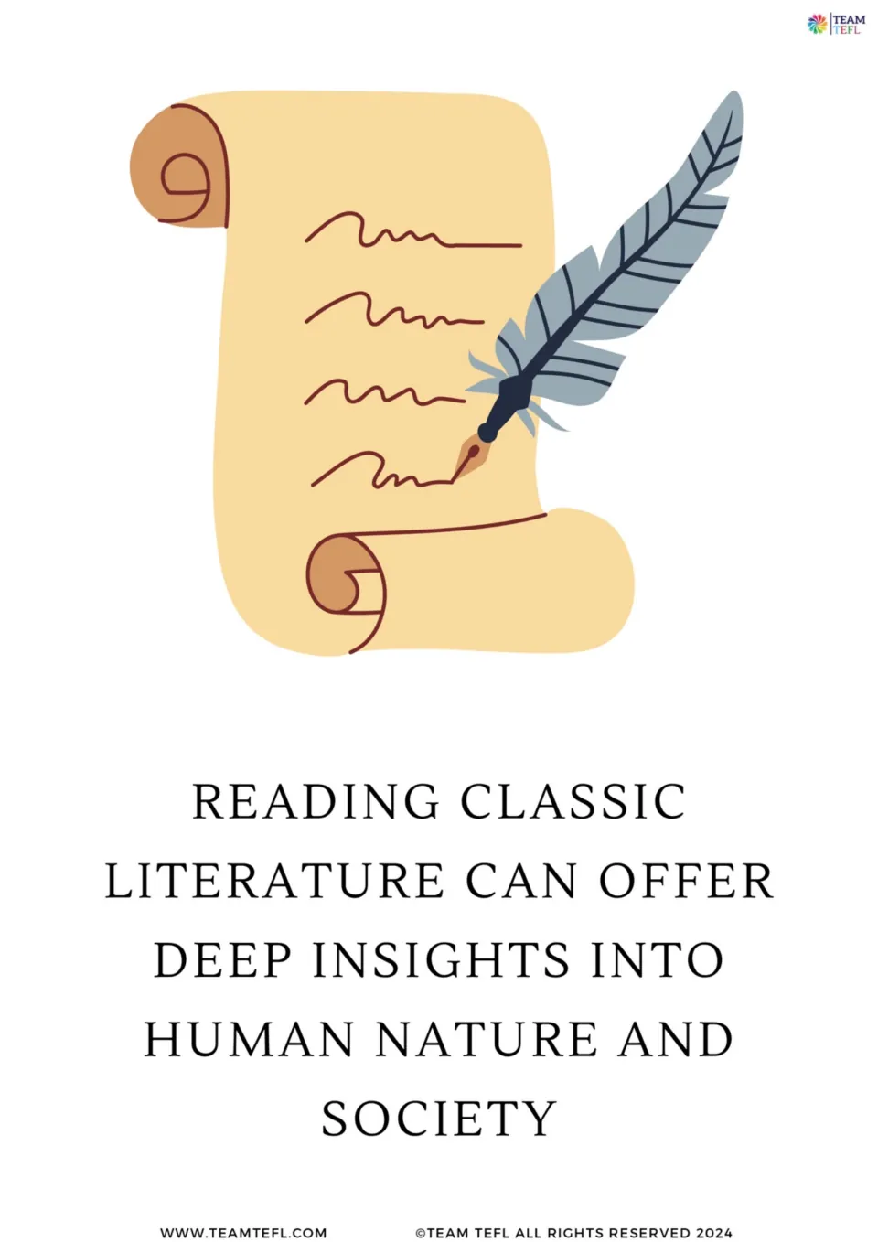Full-page flashcard 1: reading classic literature can offer deep insights into human nature and society