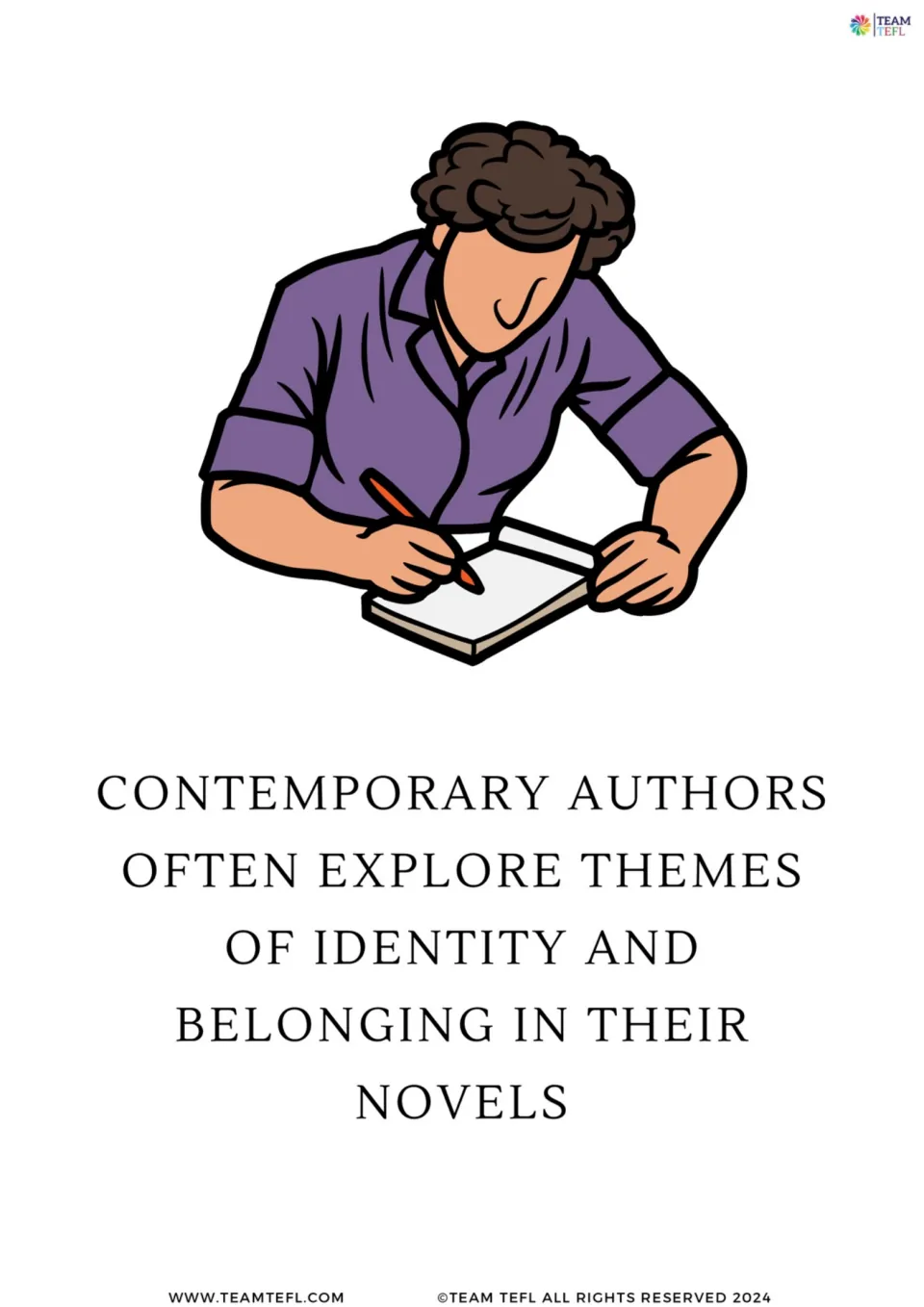Full-page flashcard 3: contemporary authors often explore themes of identity and belonging in their novels
