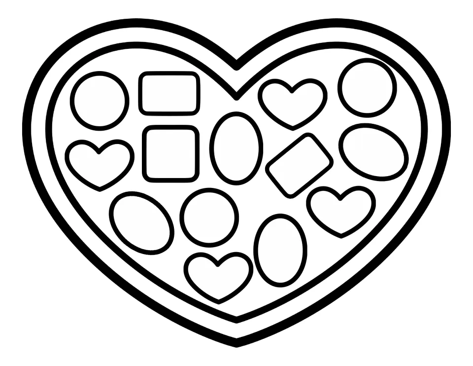 Option Two black-and-white chocolate-box base provides blank chocolate shapes for classmates’ compliments