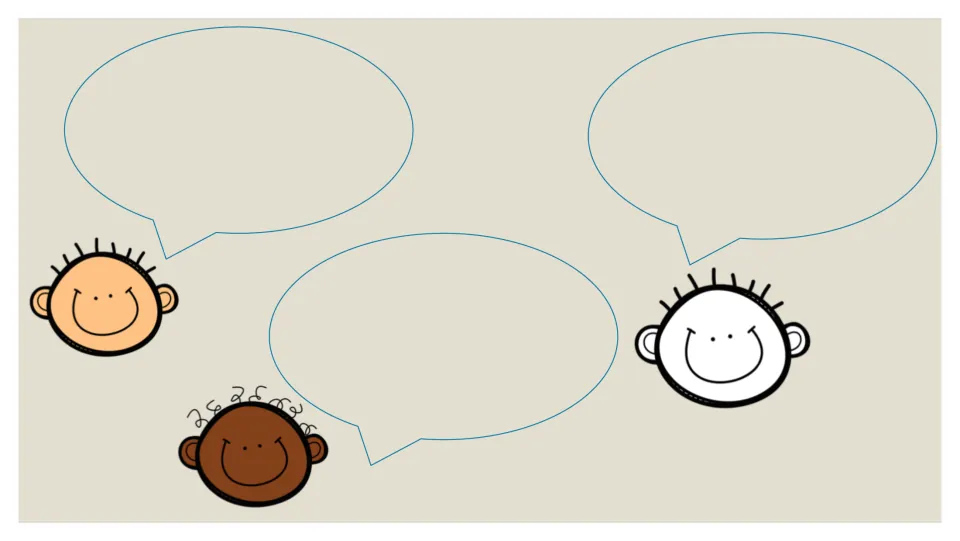 Team answer slide 2: three empty speech bubbles next to cartoon faces for each team's guesses to the car riddle