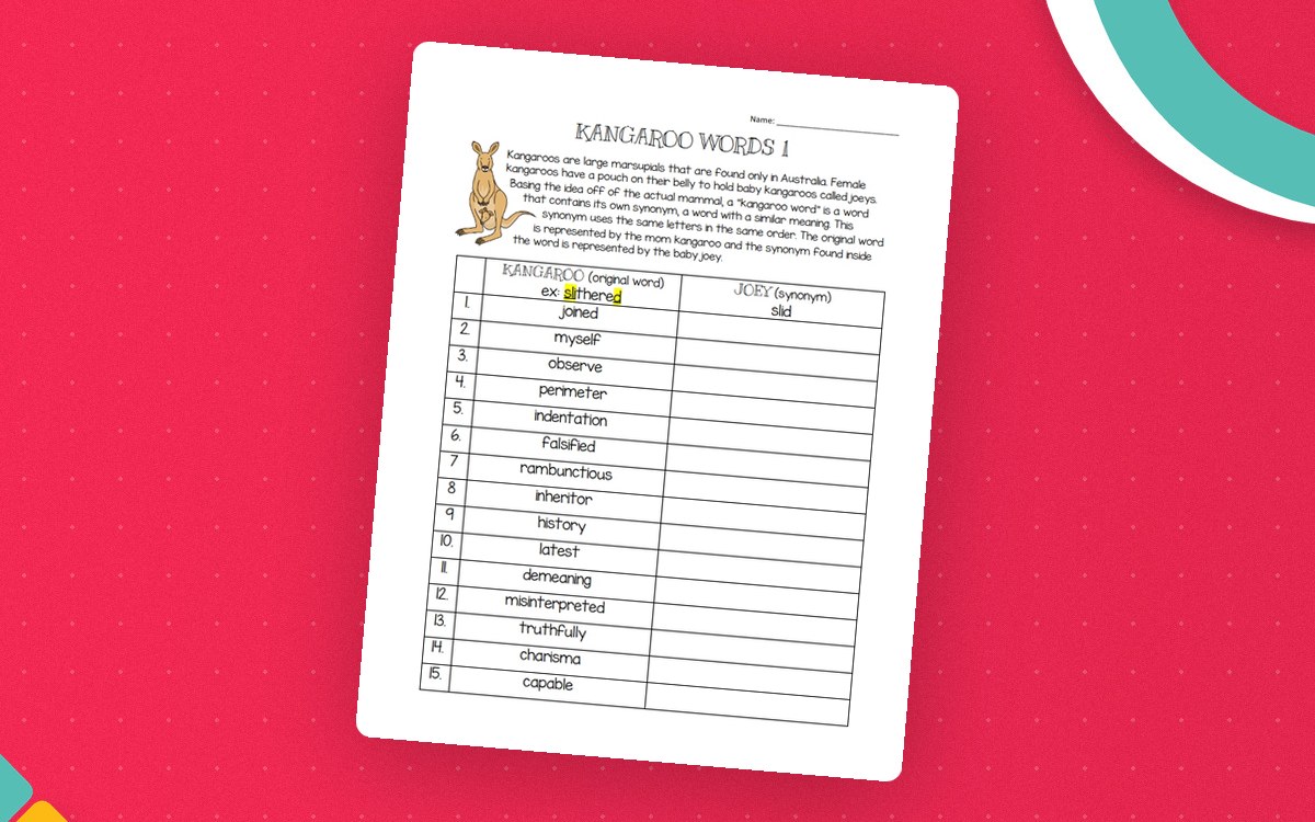 Kangaroo Words – Hidden Synonyms Brain Teaser preview