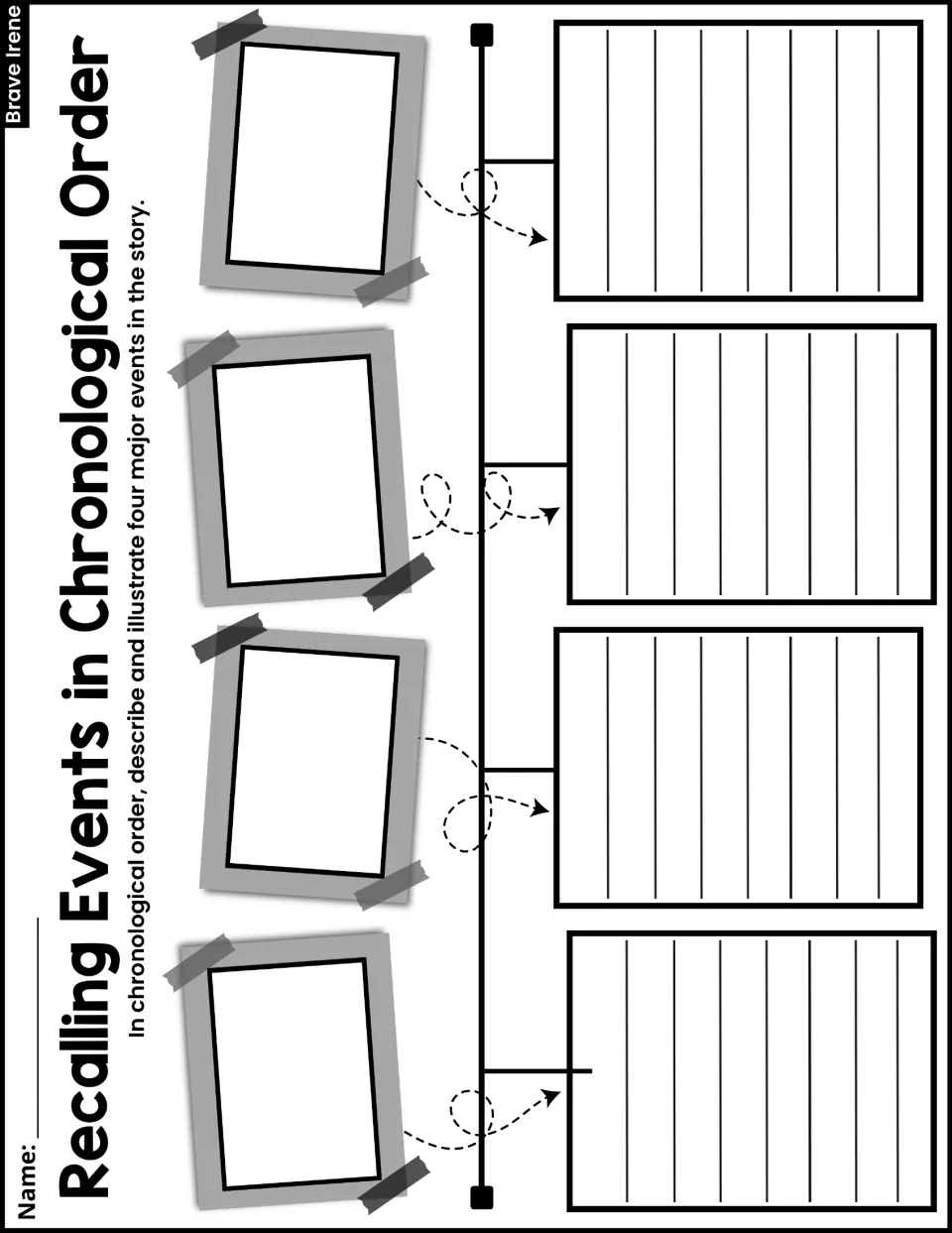 Recalling Events in Chronological Order activity asks students to describe and illustrate four major story events