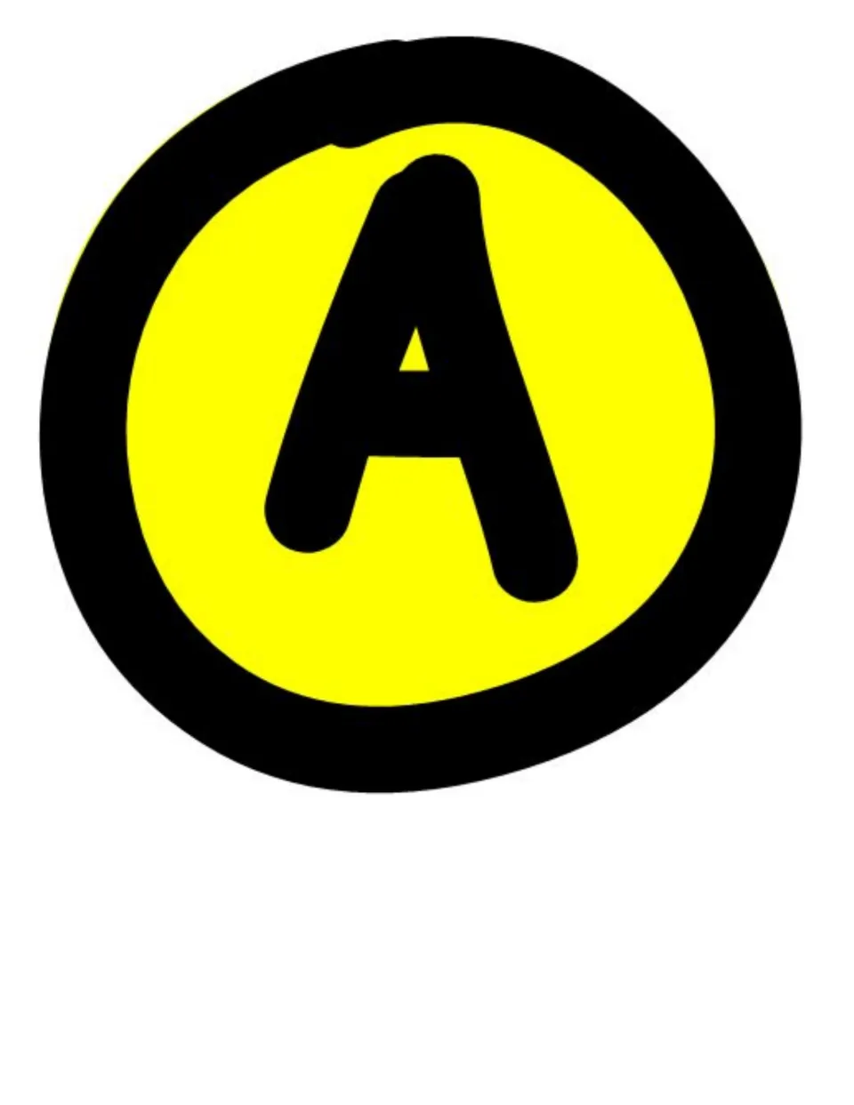 Color letter A in yellow, the third letter of the BRAVO bulletin board title for displaying student work