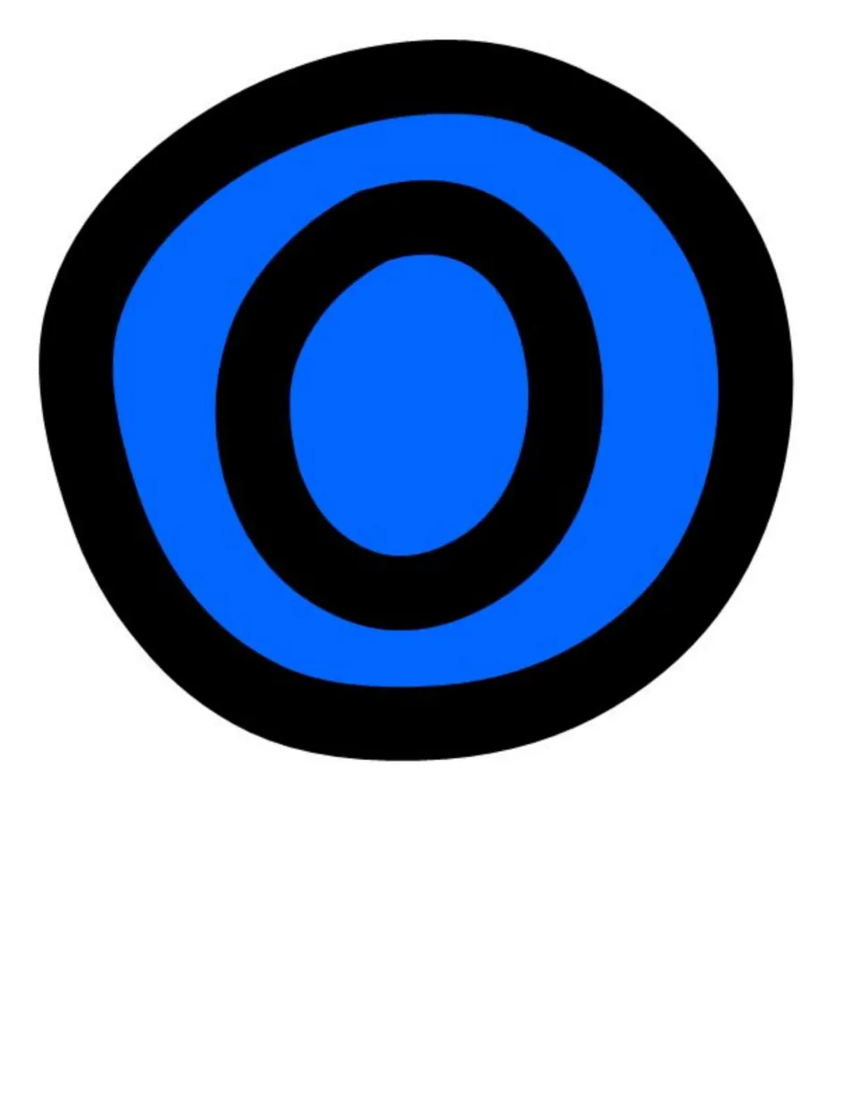Color letter O in blue, the fifth letter of the BRAVO bulletin board title for displaying student work