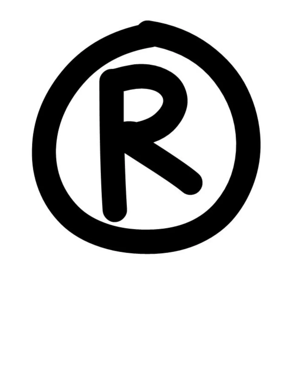 Black-and-white letter R, the second letter of the BRAVO bulletin board title for displaying student work