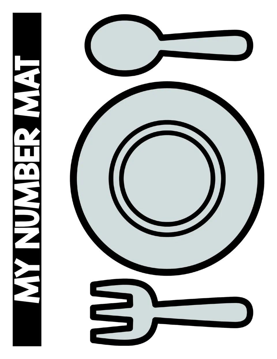 My Number Mat: a place setting with a plate, spoon and fork where students build each matched breakfast number puzzle