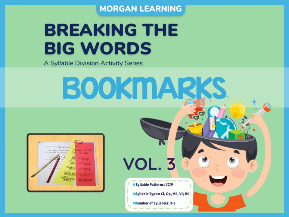 Breaking the Big Words Bookmarks Volume 3 cover: VC/V syllable division for two- and three-syllable words