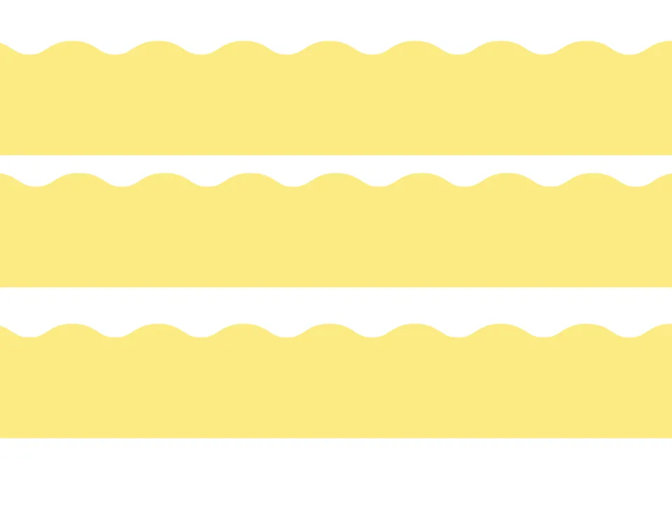 Bulletin board border design 3: three matching solid yellow strips, each featuring a wavy upper edge