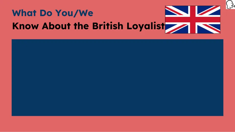 Opening prompt asks what students know about British loyalists and provides space for their responses.