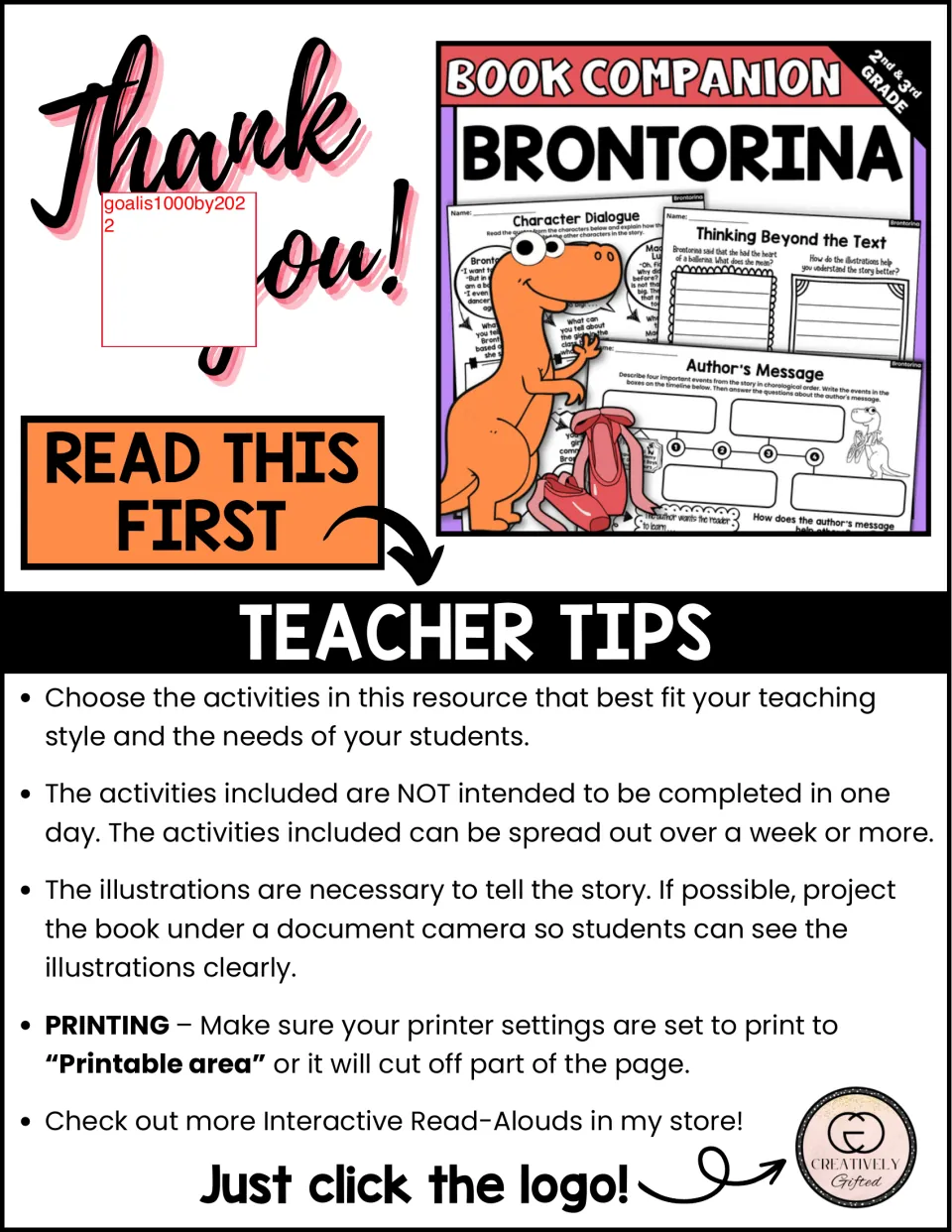 Teacher tips for the book companion cover choosing activities, pacing, showing illustrations, and printing.