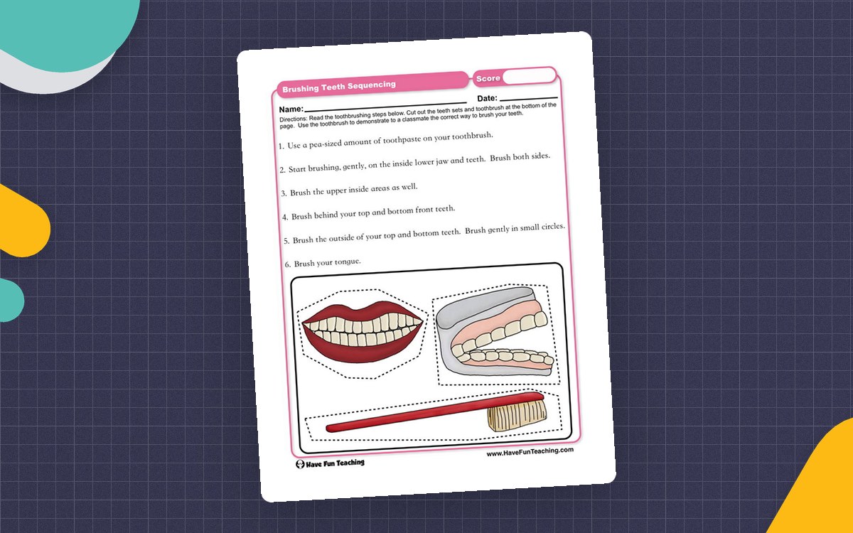 Brushing Your Teeth Sequencing Worksheet preview
