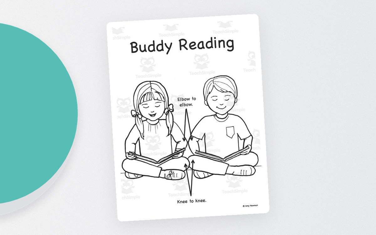 Buddy Reading Poster preview: Three black-and-white Buddy Reading poster pages