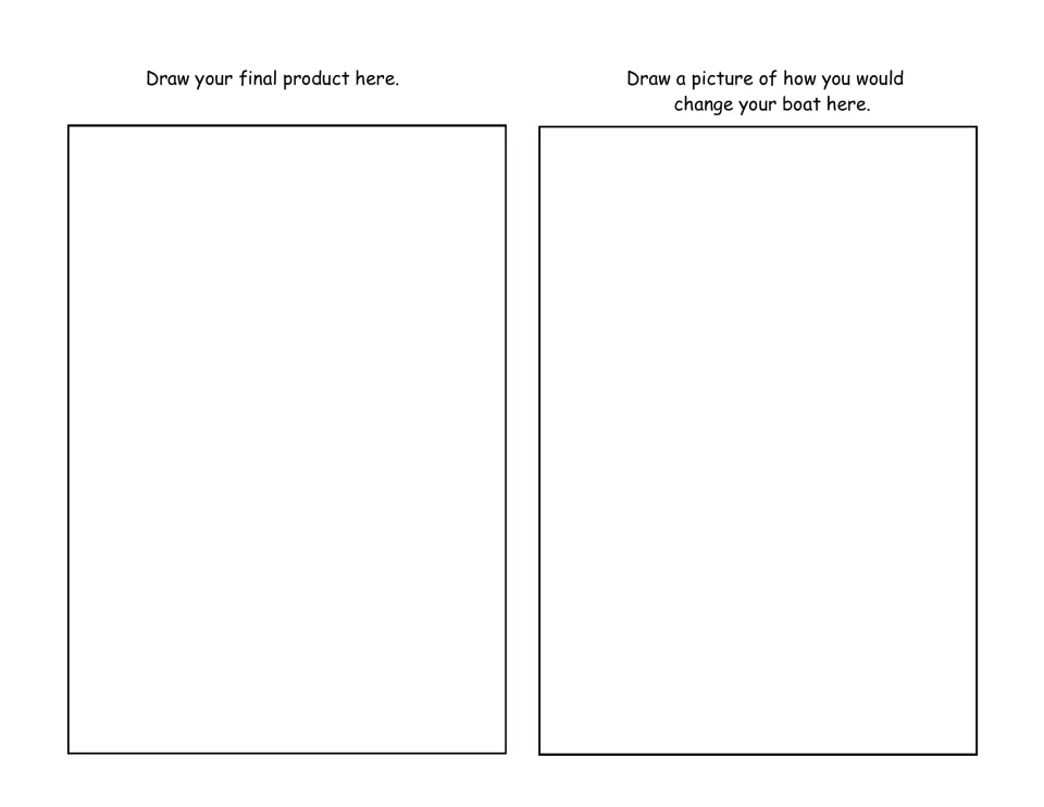 Boat project drawing prompts ask students to show their final product and how they would change their boat
