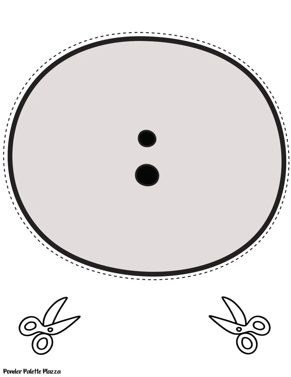 Snowman bottom body piece: a large gray oval with two black buttons for students to cut out and glue at the base