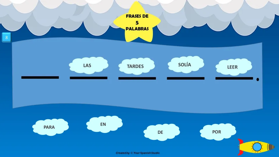 Spanish sentence task 8: complete '___ las tardes solía leer' using para, en, de, or por.