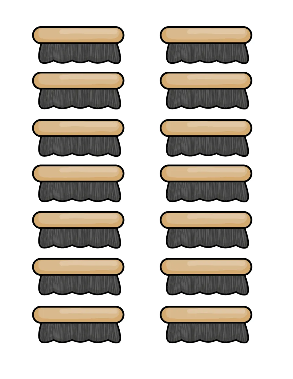 Shape-building pieces: 14 wooden brush cut-outs for students to arrange as sides and parts of the shapes they build