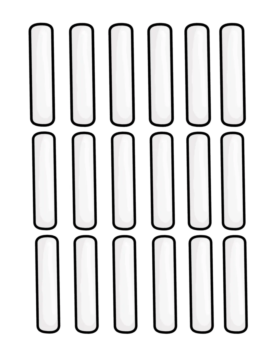 Shape-building pieces: 18 white stick cut-outs that students line up as straight sides when building shapes they see