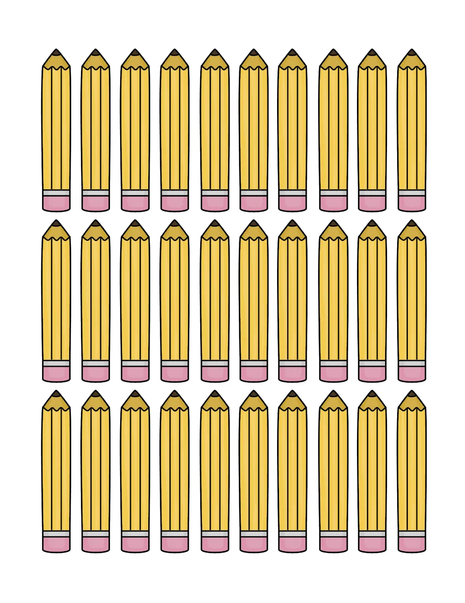 Shape-building pieces: 30 yellow pencil cut-outs with pink erasers for students to join into the shapes they see