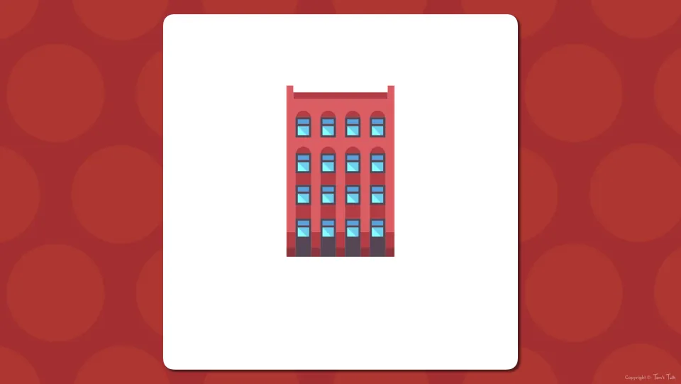 Building vocabulary presentation slide introducing an apartment building illustration without its word label