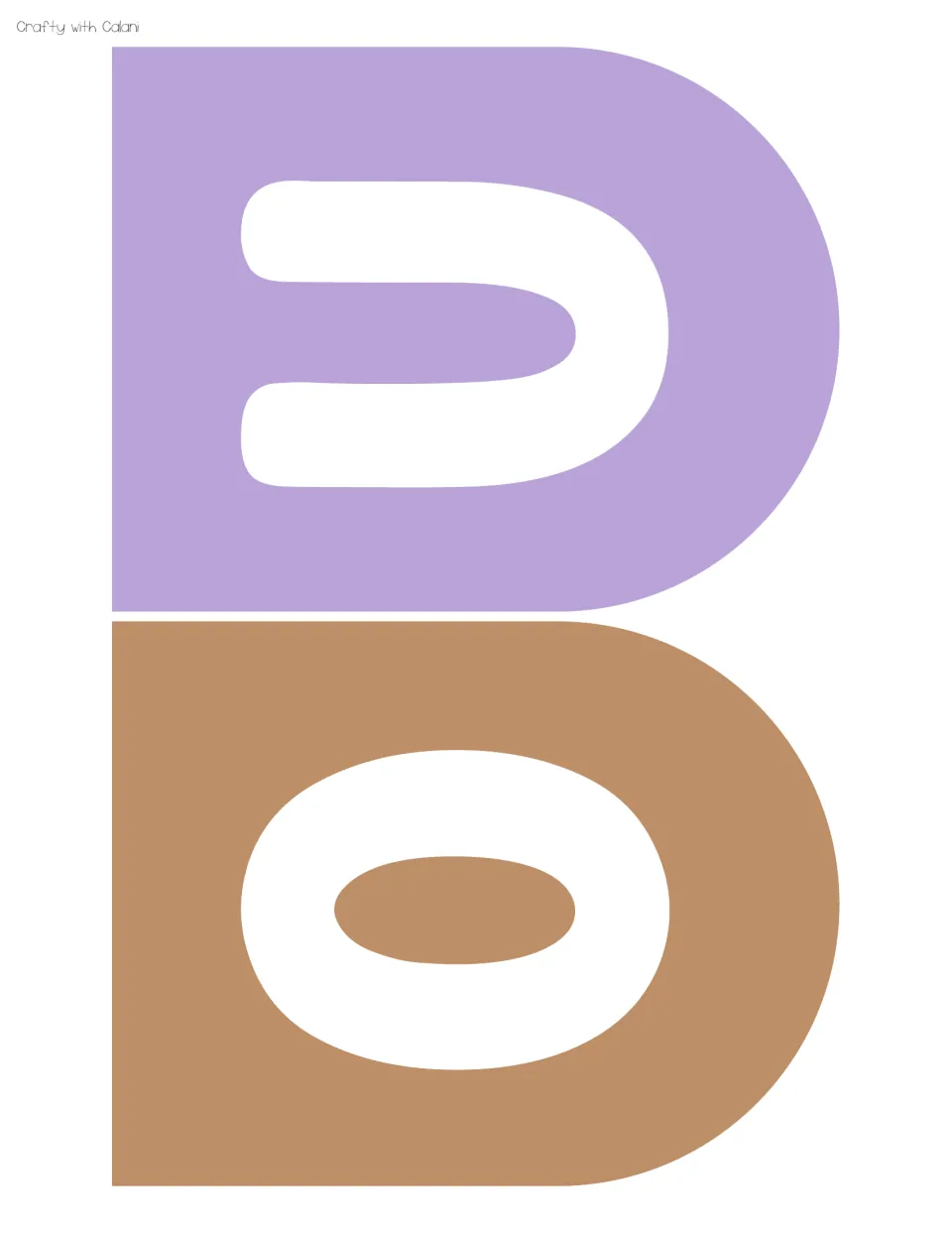 Bunting pennants for the OUR BIRTHDAYS banner: a brown O and a purple U, printed sideways to cut out