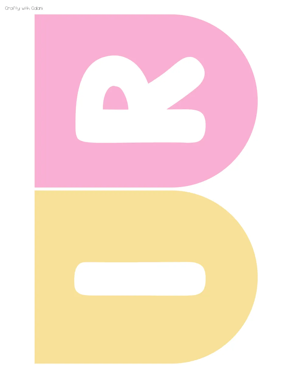 Pennant letters I on yellow and R on pink, rotated on the page, continuing the birthdays heading for the board