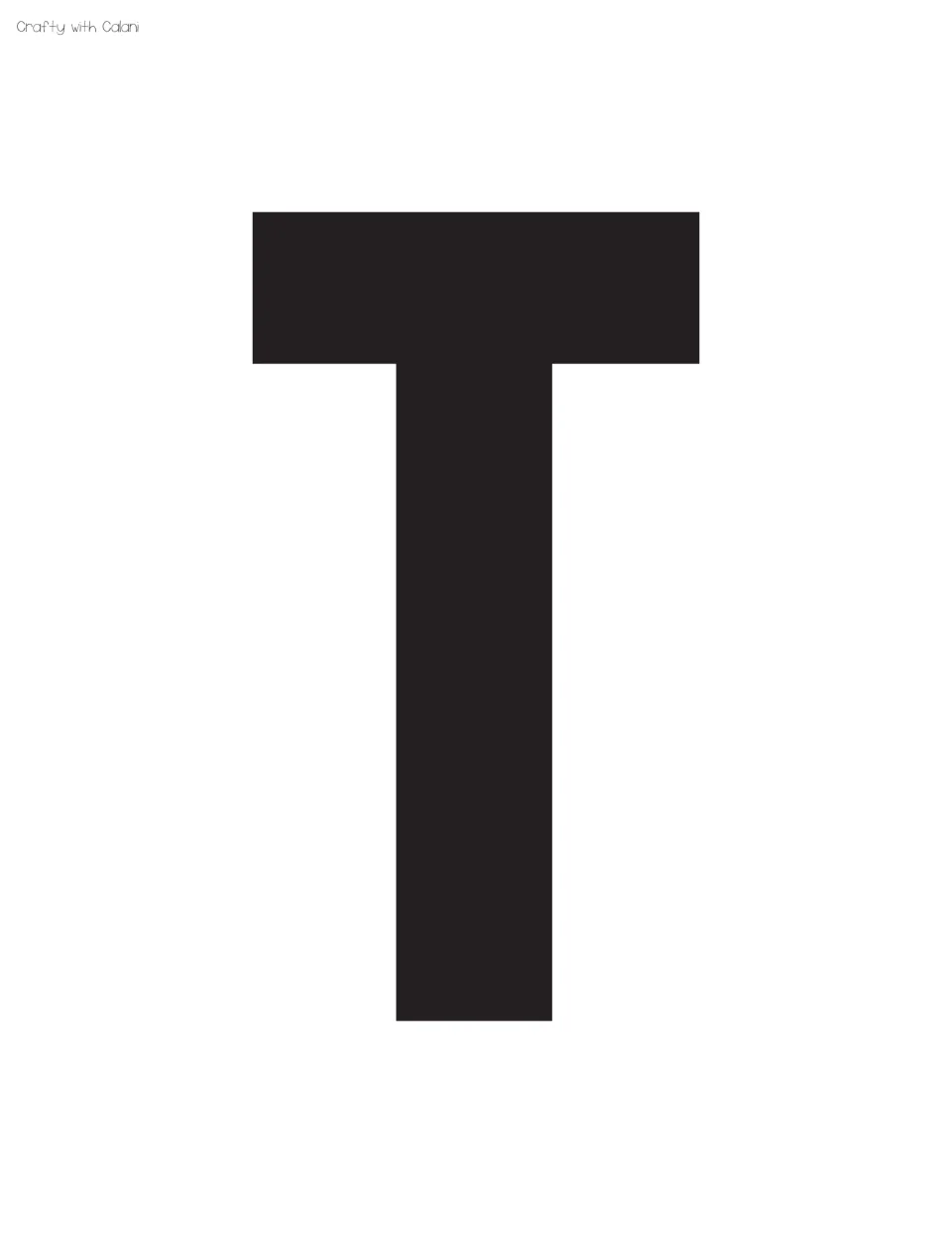 Bulletin board letter T: full-page black capital T to print, cut out and use as the first letter of the display title