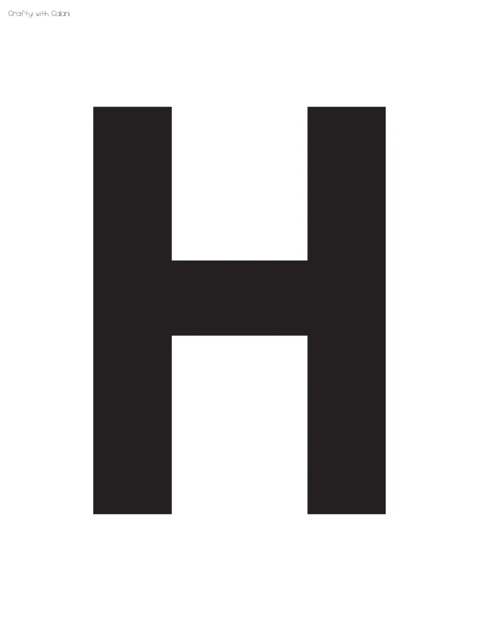 Bulletin board letter H: full-page black capital H to print and cut out, following the T to continue the display words